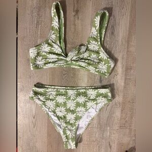 Green Floral Bikini Set